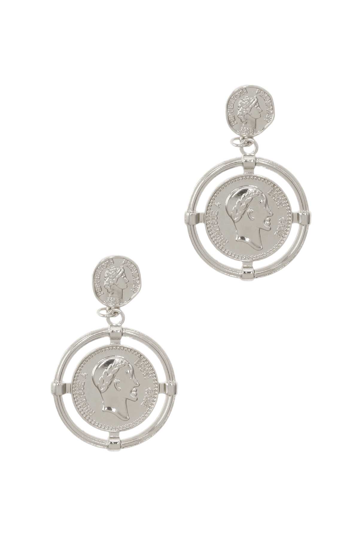 Coin Dangle Coin Stud Earring