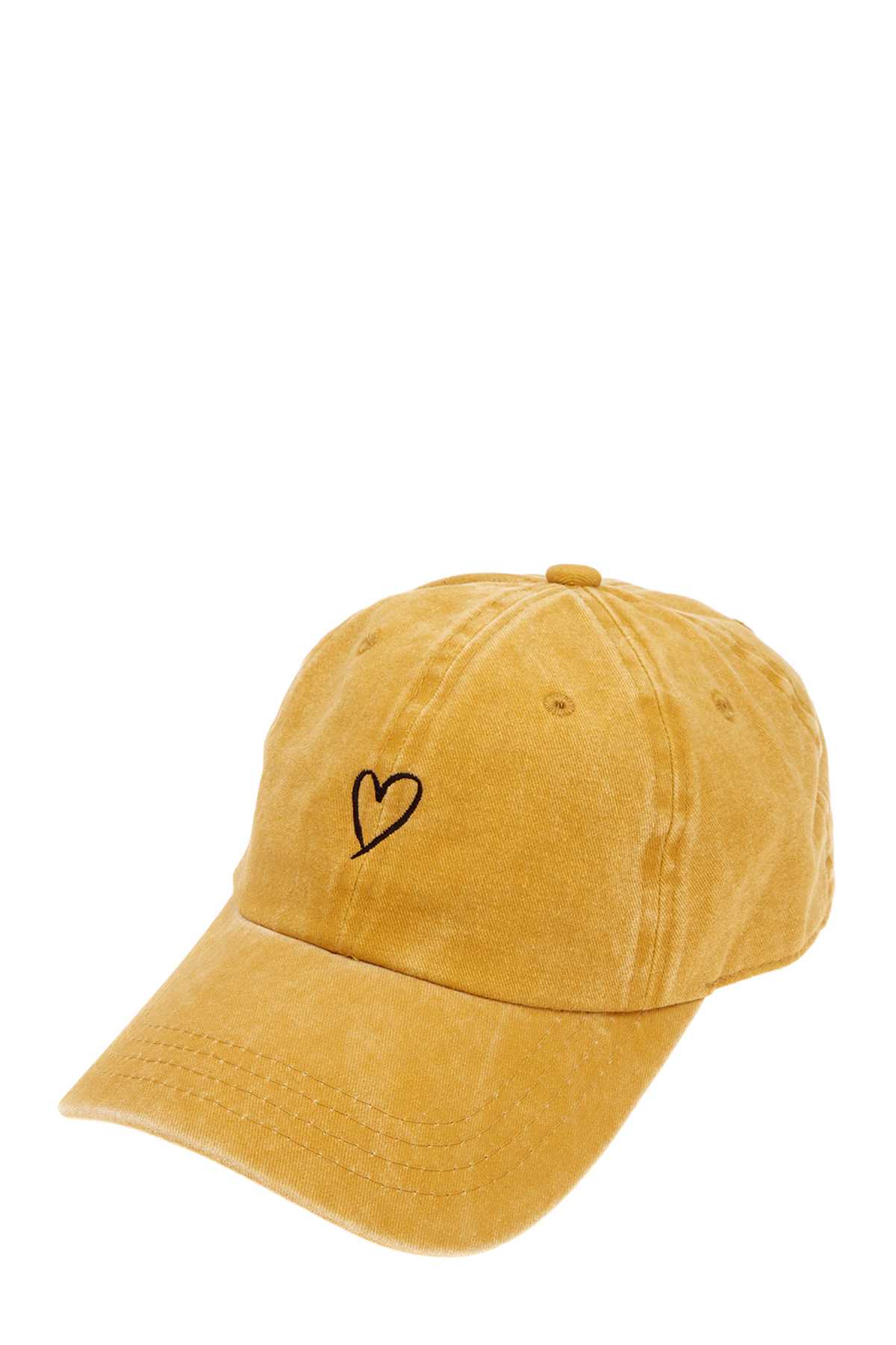 Heart Outline Embroidery Cotton Cap