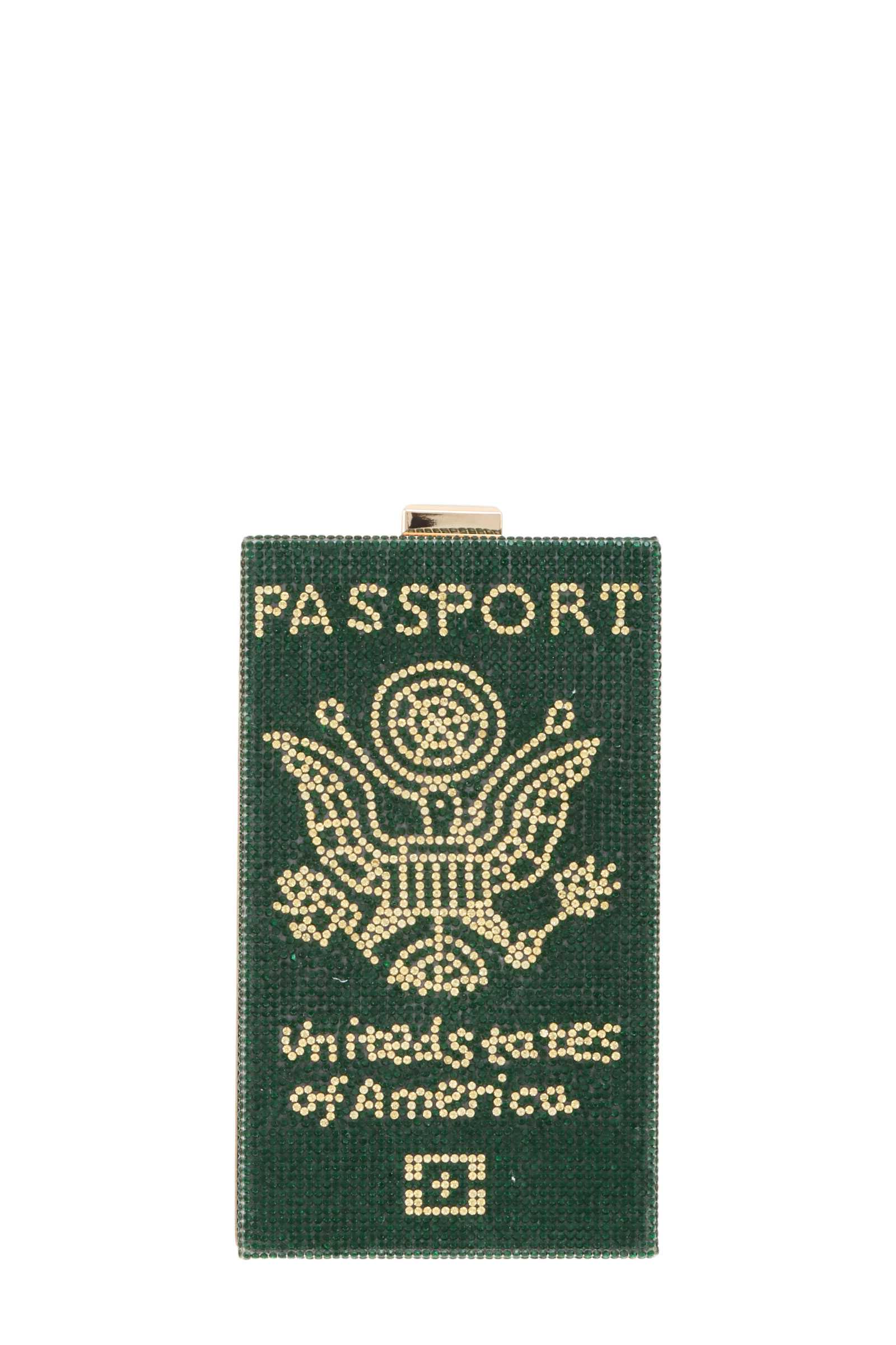 Passport Style Rhinestone Clutch
