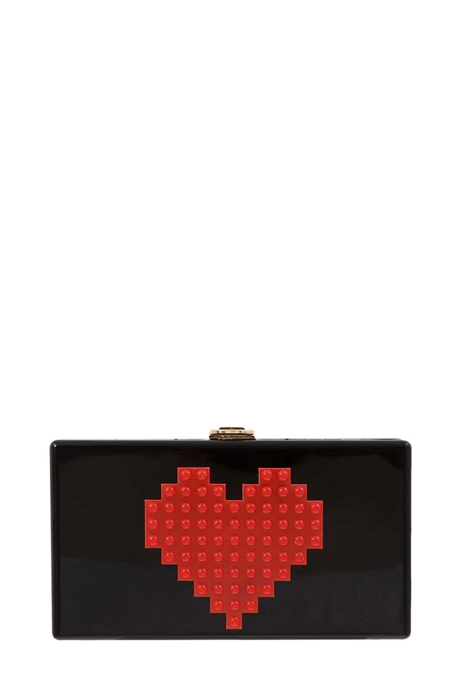 Pixelated Heart Shape Clutch Evening Bag