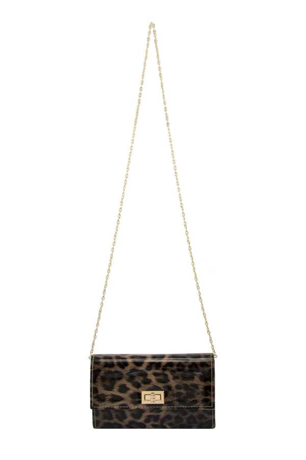 GLossy Leopard Print Crossbody Bag