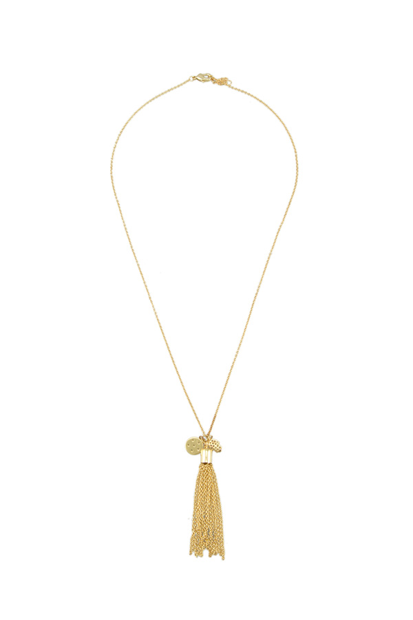 Gold Dipped Small Tassel Charm Necklace