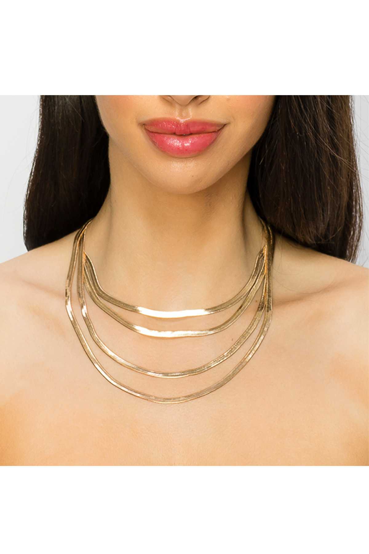Metal Flat Chain Layered Necklace