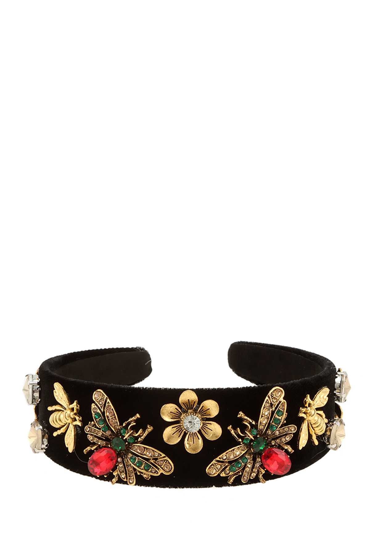 Bee and Flower Decorated Velvet Hair Band