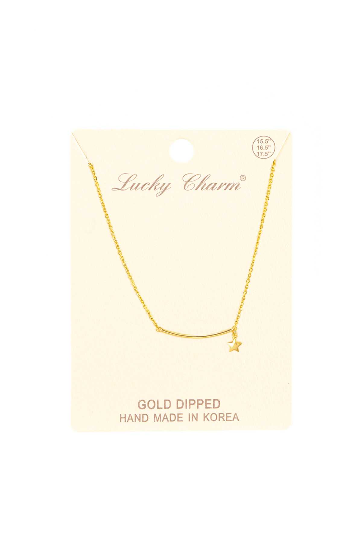 Gold Dipped Curvy Bar with Star Charm Necklace