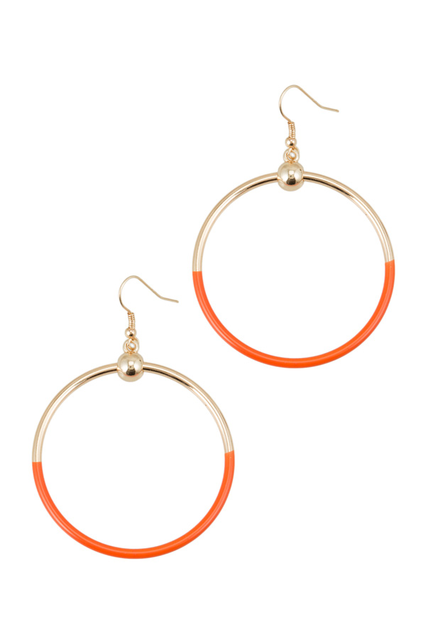 Neon Accent Circle Dangle Earring