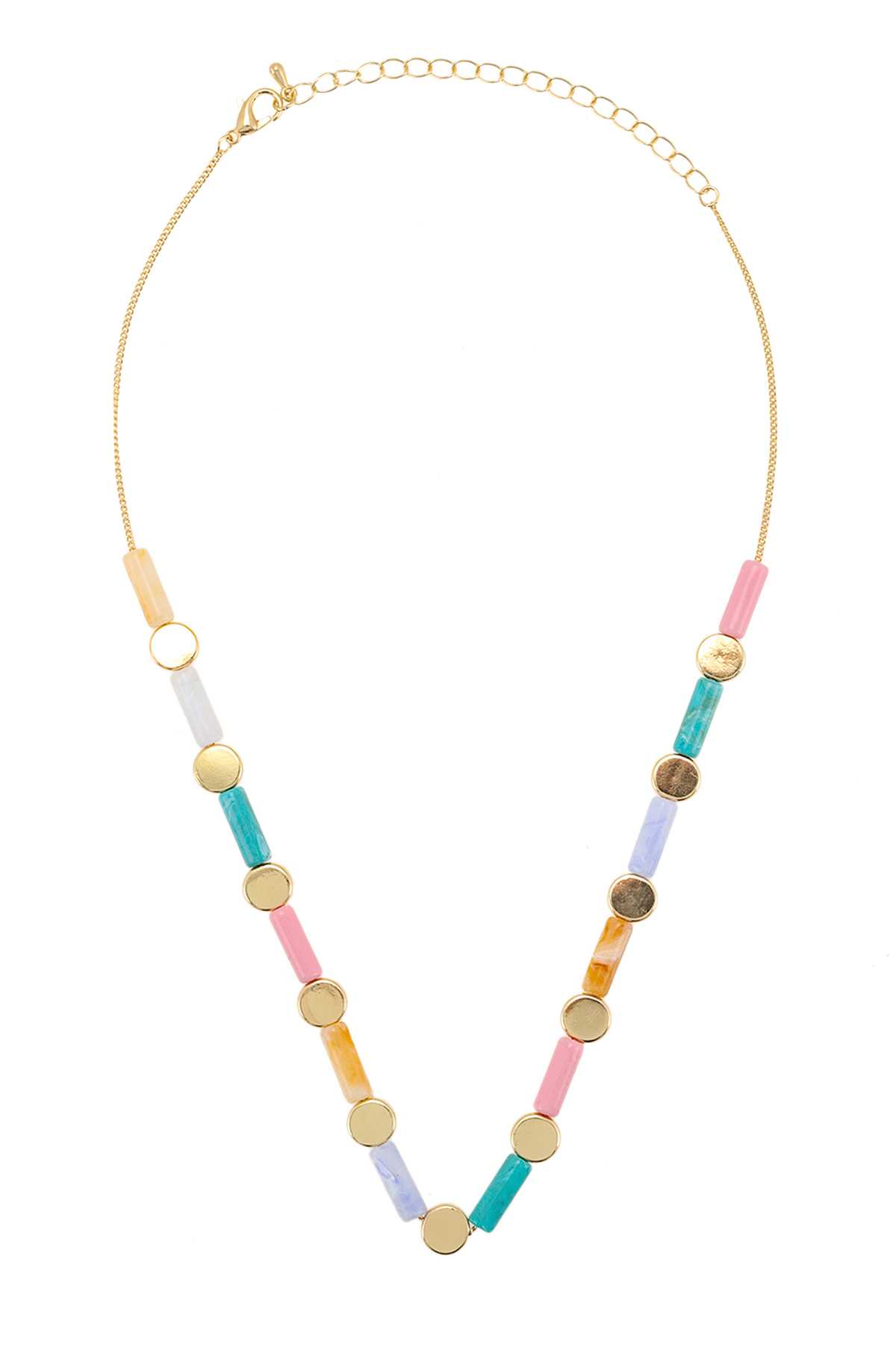 Multi Bar Bead with Metal Mix Necklace