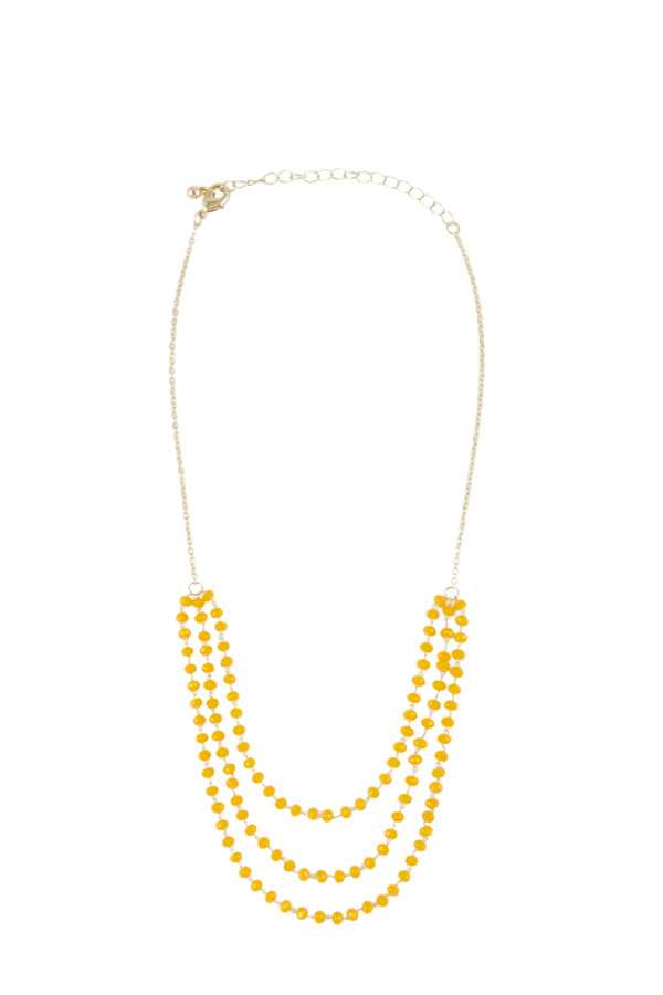 Mustard Beads Triple Layered Necklace