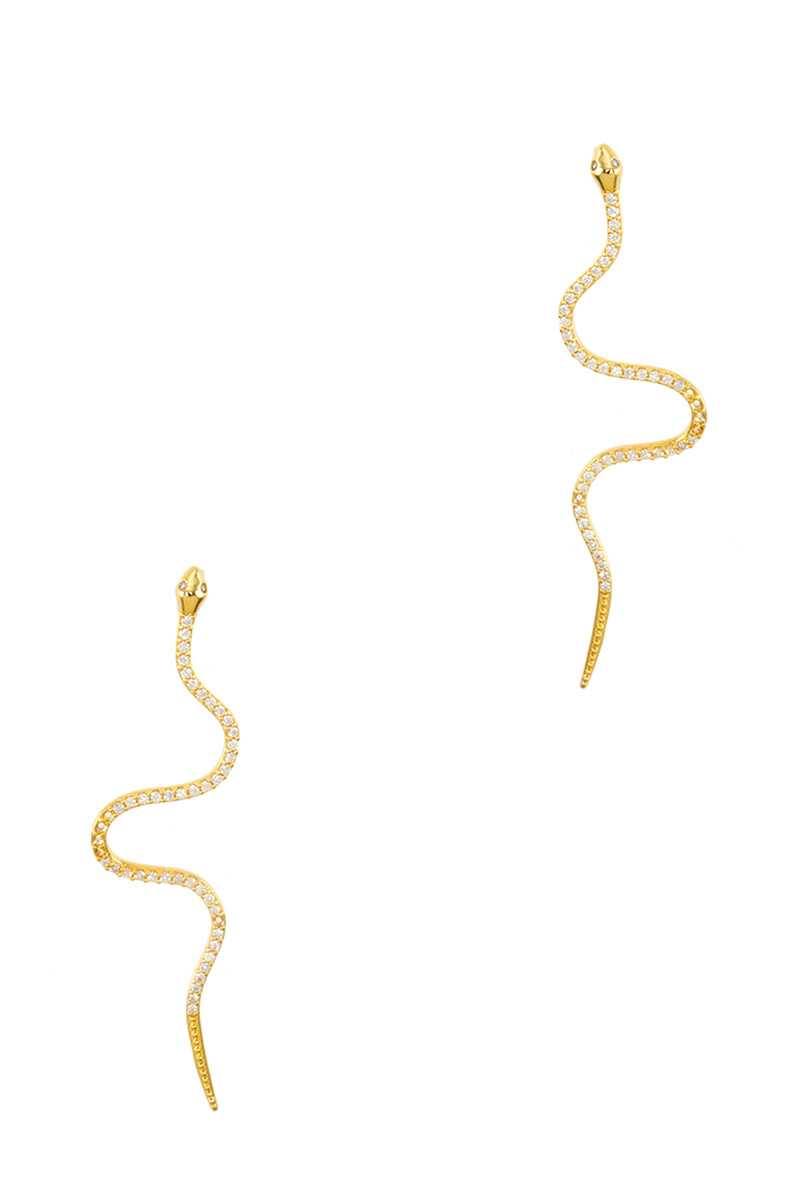 Gold Dipped Cubic Snake Stud Earring