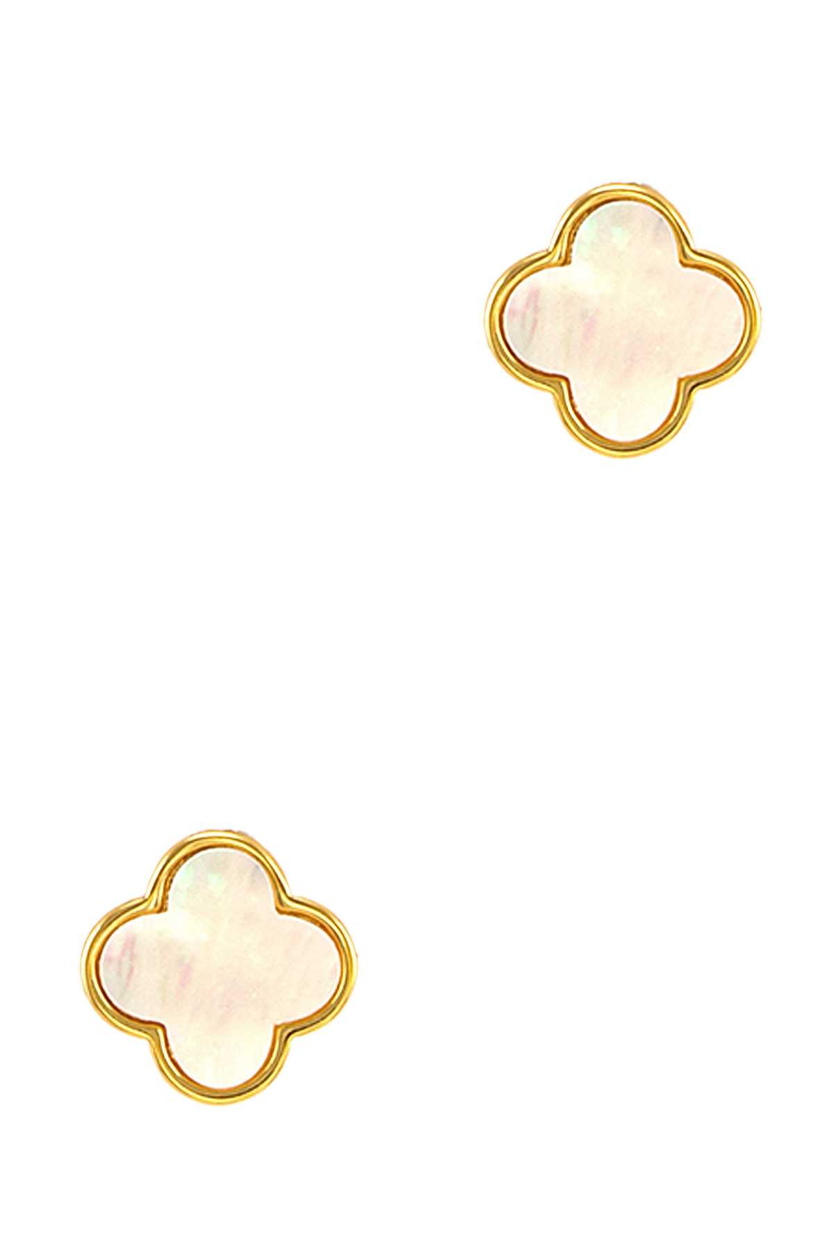 Gold Dipped Clover Mother of Pearl Stud Earring