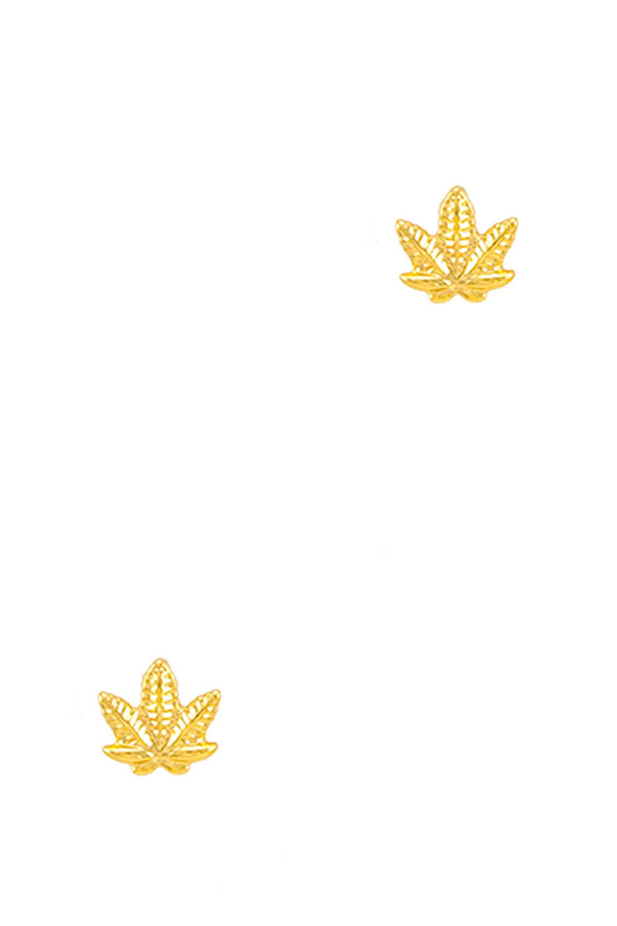 Gold Dipped Marijuana Leaf Stud Earring