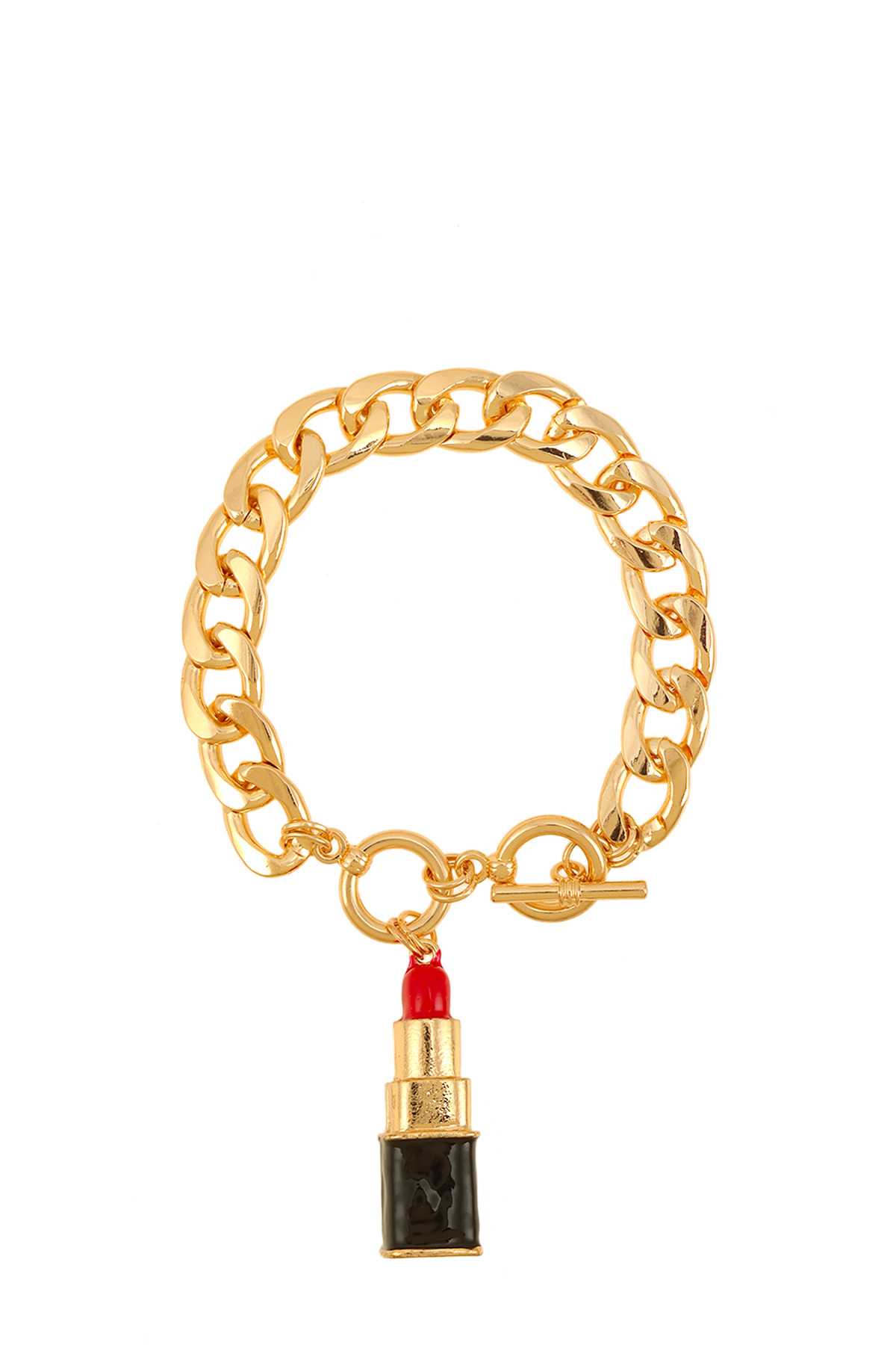 Lipstick Charm With Toggle Chain Bracelet